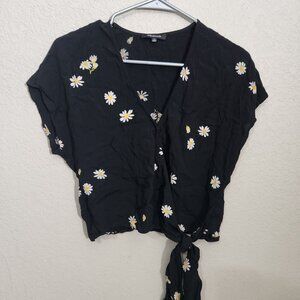 Madewell Sash-tie Wrap Top In Lazy Daisy Size S